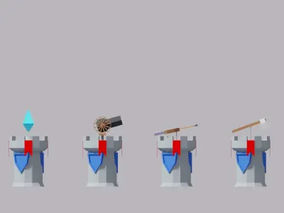 Cartoon Simple Tower Defense Assets Low-poly 3D model