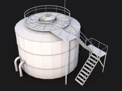 Industrial Storage Tank Low-poly 3D model