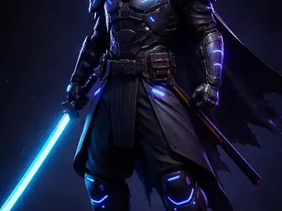Void Samurai Cyberpunk Warrior 3D Character  3D print model