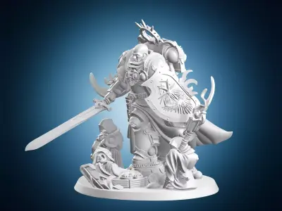 Lion El Jonson Dark Angels Primarch Statue 3D print model