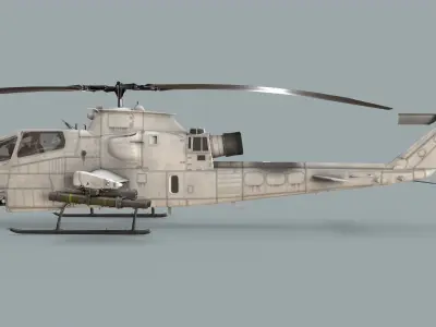 Bell AH-1S Cobra Blank Basic Animation Low-poly 3D model