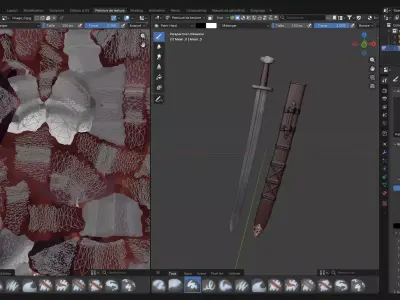 Medieval Short Sword with Scabbard Low-poly 3D model