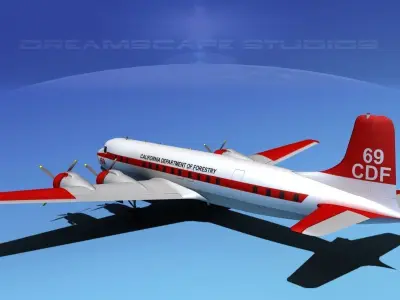Douglas DC-7C Braniff Intl 3D model