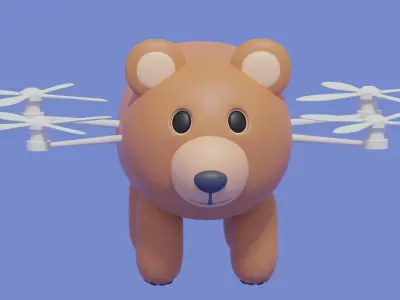 Cartoon Cute Bear Animal Drone 3D model