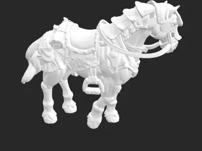 Horse with saddle 4 3D model