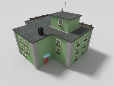 low poly building 2 Low-poly 3D model