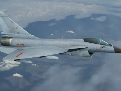 Chinese J-10B fighter jet Hand painted game model  Low-poly 3D model