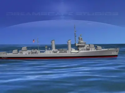 Gleaves Class Destroyer USS Knight DD633 3D model