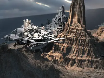 Star Wars inspired Racer With Mountain  3D model