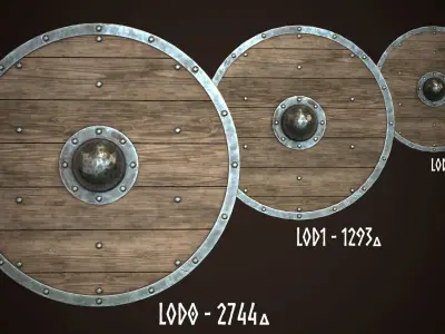 Viking Shield Basic Skins Low-poly 3D model