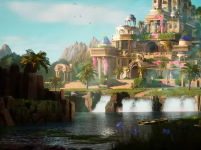 Stylized Paradise Gardens Low-poly 3D model