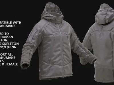 Military Winter Jacket 101 - All MH Bodies-UE5 Skeletons-Rigged Low-poly 3D model