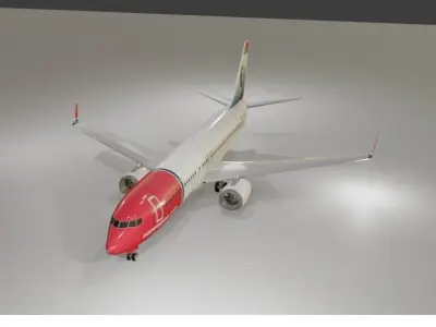 Norwegian Airlines Boeing 737-800 3D Model with cockpit Low-poly 3D model