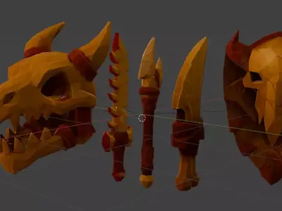 Primal Beast Weapons Pack Stylized Bone Themed RPG Weapon Set  3D model