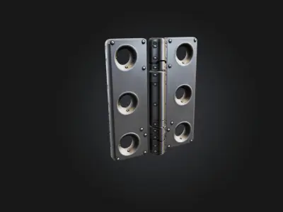Realistic Metal Door Hinge Low-poly 3D model