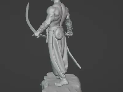 Ukrainian brave Kozak warrior stands on rock ready to print 3D print model