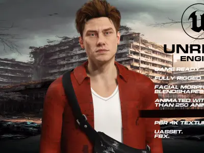 Zombie Hunter full rigged - game ready - animated Low-poly 3D model