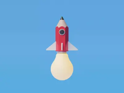 Pencil rocket launch 3D model