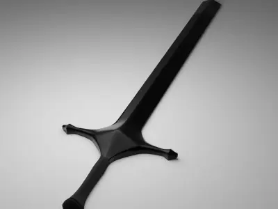 Elegant Dark Steel Sword Low-poly 3D model