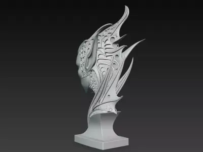 Futuristic Alien Female Bust Organic SciFi Sculpture STL 3D print model