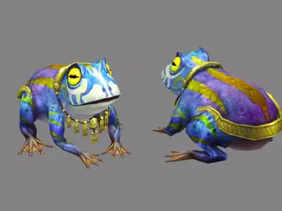 Cartoon mutant frog Low-poly 3D model
