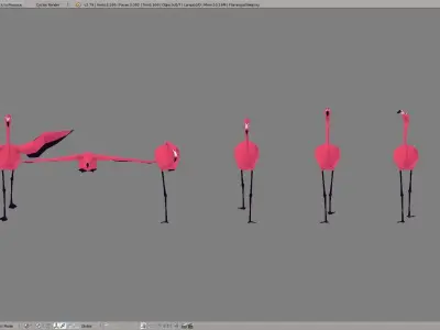 Flamingos flamingo in low polygon style Low-poly 3D model