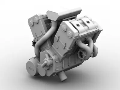 Engine V4 Biturbo 3D model