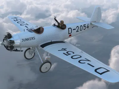 Vintage Aircraft with Pilot 3D model