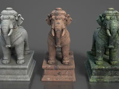 Ancient Khmer Statue25-250523 Low-poly 3D model