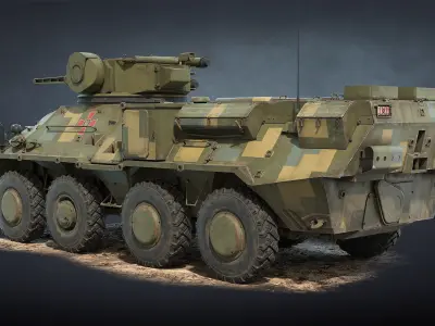 BTR-3 Ukrainian APC Game Ready Low-poly 3D model