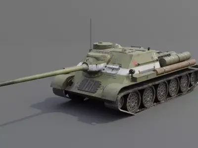 SU-100 Tank Destroyer Low-poly 3D model