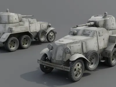 BA-10 Armored car Low-poly 3D model