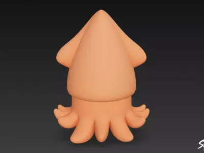 Cartoon Plush Squid Low-poly 3D model