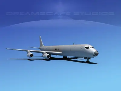 Douglas DC-8-63 Freighter Bare metal 3D model