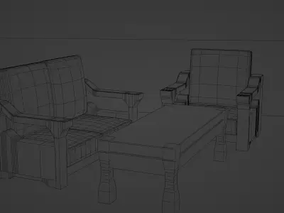 Set Wooden Furniture 8 3D model