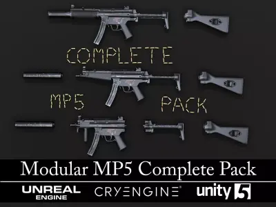 MP5 - MP5K - MP5SD - Textured - Game Ready Low-poly 3D model