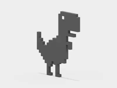 Pixel Google Chrome Dinosaur  Low-poly 3D model