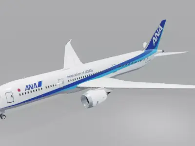 ANA Boeing 787-9 dreamliner low poly  Low-poly 3D model