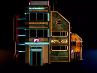 SCIFI CYBERPUNK FUTURISTIC NEON BUILDING 07 Low-poly 3D model