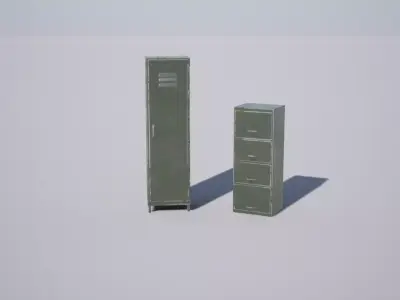 Military Lockers Low-poly 3D model