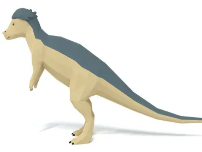 Low Poly Cartoon Pachycephalosaurus Dinosaur Low-poly 3D model