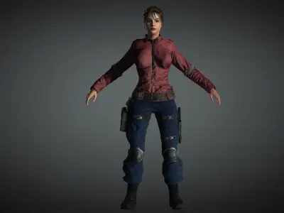 AAA Military Female Character 05 Low-poly 3D model