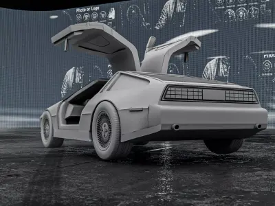 DMC DeLorean with Open Doors  3D Printable Car Model RoZ 3D print model