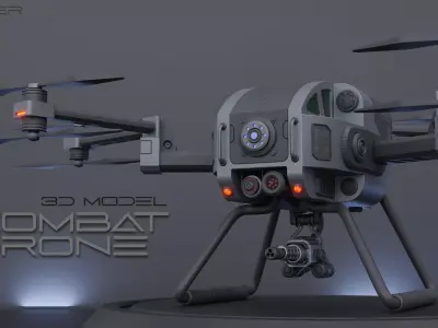 Military Combat Hexacopter Drone 3D model