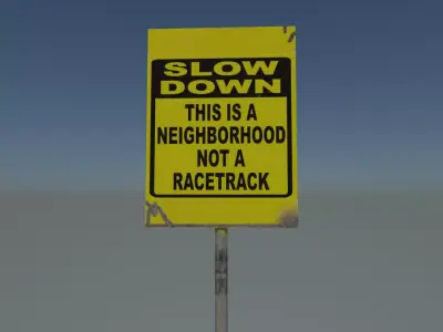 Slow down sign Free low-poly 3D model