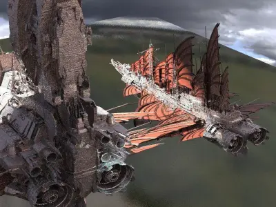 Drake Airship Sci-Fi design 2 versions 3D model