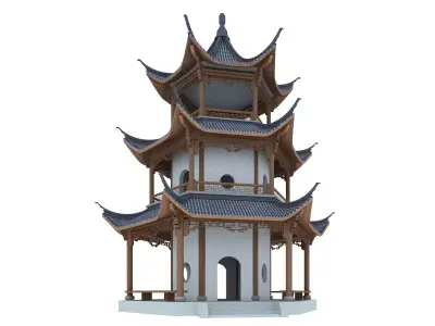 Chinese tower Low-poly 3D model
