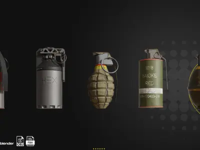 22 Grenade Game Ready Low-poly 3D model
