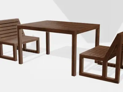 Wood table 3d model low poligon Free low-poly 3D model
