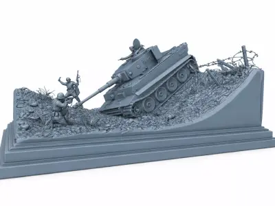 Trap for the Tiger WWII Tiger Tank Diorama STL File 3D print model